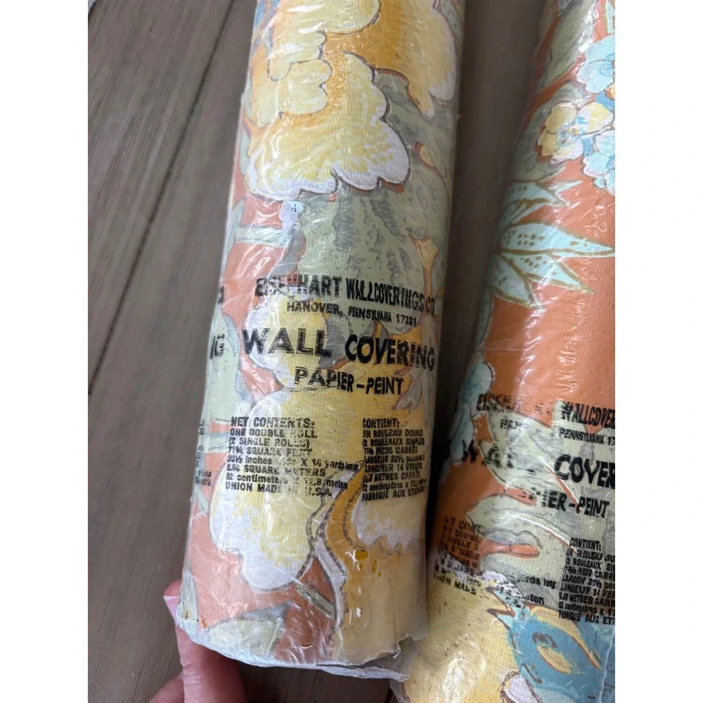 Eisenhart Vintage Floral Bamboo Wallpaper Orange Yellow 3 Double Rolls EH-5887